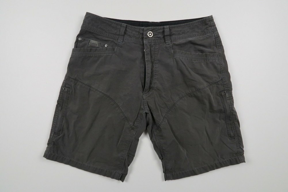 Kuhl Renegade Mens Gray Hiking Cargo Shorts 7 Pocket Gussetted Outdoors Size 32